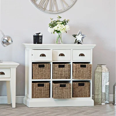 Knees Wilton Willow 3 Drawer 6 Basket Unit - Antique White