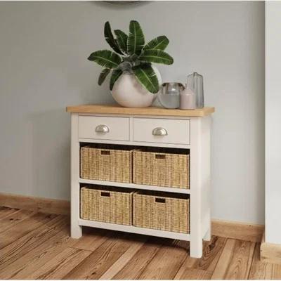 Knees Ruskin Oak 2 Drawer 4 Basket Unit - Dove Grey