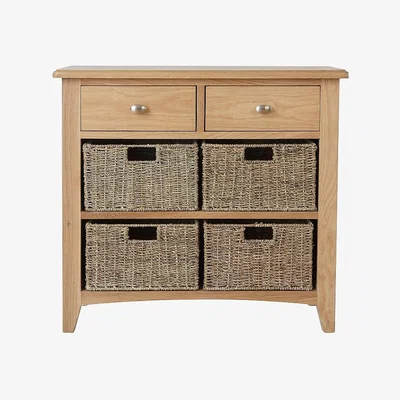 Knees Galister Oak 2 Drawer 4 Basket Unit - Light Oak