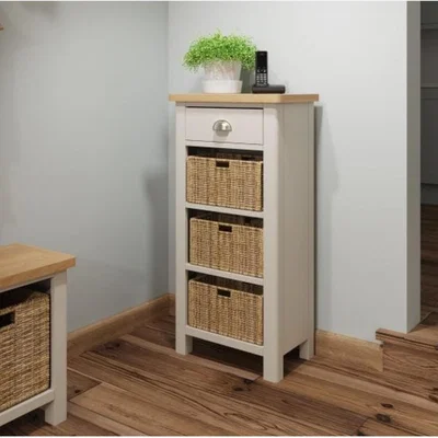 Knees Ruskin Oak 1 Drawer 3 Basket Unit - Dove Grey