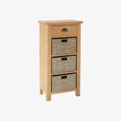 Knees Rara Oak 1 Drawer 3 Basket Unit - Rustic Oak