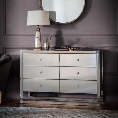 Knees Bath Mirrored Chest of Drawers - Silver