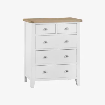 Knees Terranostra Old White 5 Drawer Chest