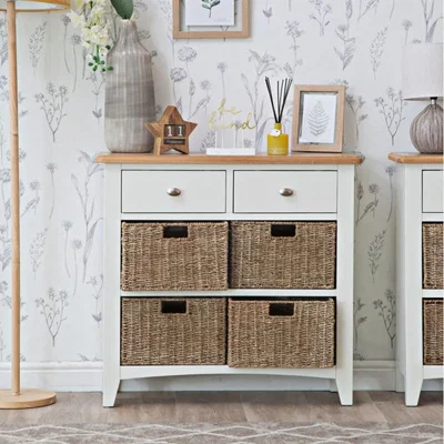 Knees Galileo Oak 2 Drawer 4 Basket Unit - Pure White