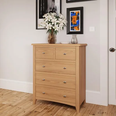 Knees Galister Light Oak 5 Drawer Chest