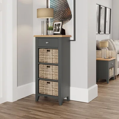 Knees Galileo Oak 1 Drawer 3 Basket Unit - Grey