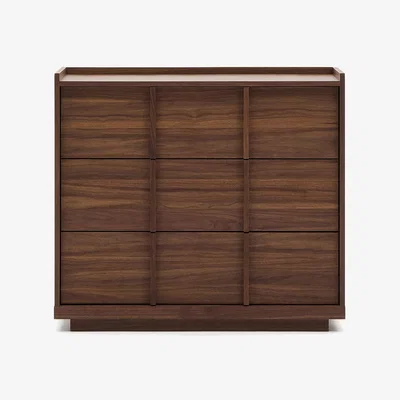 Kave Home Onix chest of drawers with 3 drawers and a walnut veneer in a dark finish, 100 x 78 cm