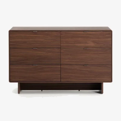Kave Home Norlen 6-drawer chest of drawers in walnut veneer FSC Mix Credit 120 x 75cm