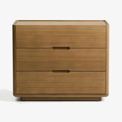 Kave Home Arelida chest of drawers made of oak veneer and solid oak wood with light brown finish 100 x 80 cm FSC Mix Credit