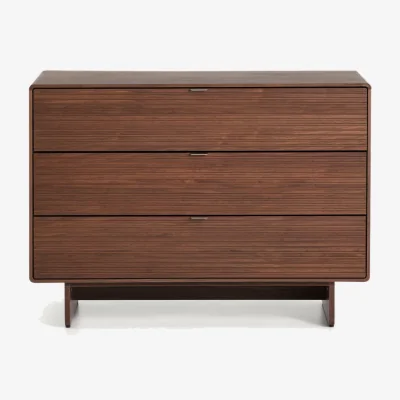 Kave Home Norlen 3-drawer chest of drawers in walnut veneer FSC Mix Credit 101 x 75cm