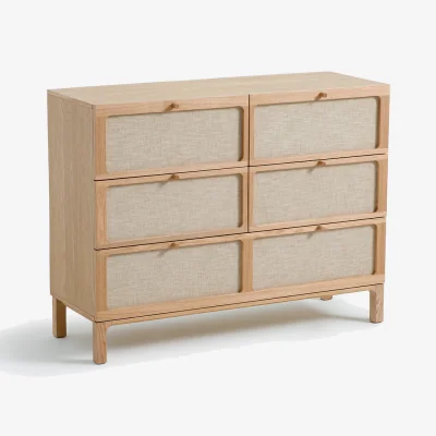 La Redoute Esmara Ash Veneer and Linen 5-Drawer Chest of Drawers