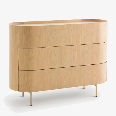 La Redoute Aslen 3-Drawer Solid Oak and Oak Veneered Chest of Drawers