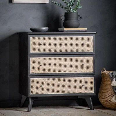 La Redoute Sandra Solid Oak & Rattan Chest of Drawers