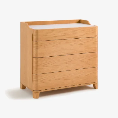 La Redoute Junius Chest of Drawers in Oak Veneer and Leather, Designed By Emmanuel Gallina
