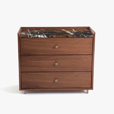 La Redoute Noham XL Bedside Table Walnut & Marble