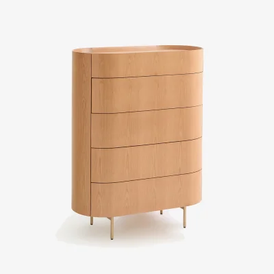 La Redoute Aslen Solid Oak and Veneer 5-Drawer Chest of Drawers