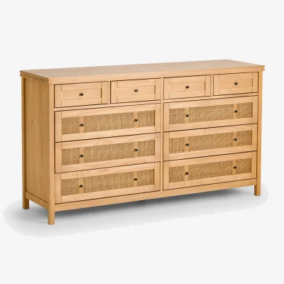 La Redoute Gabin 10-Drawer Solid Pine and Cane Chest of Drawers