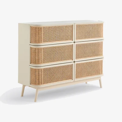 La Redoute Laora Chest of Drawers with 6 Drawers with Rattan Cane
