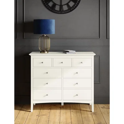 Marks & Spencer M&S Hastings 9 Drawer Chest - White, White,Dark Grey,Mid Blue,Grey