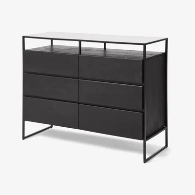 Made.com Kilby Wide Chest of Drawers, Black Stain Mango Wood