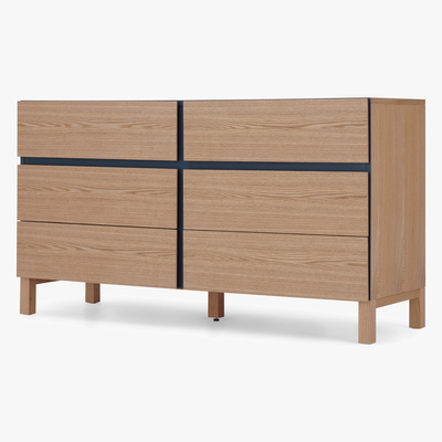 Made.com Xander Wide Chest of Drawers, Ash & Navy Blue