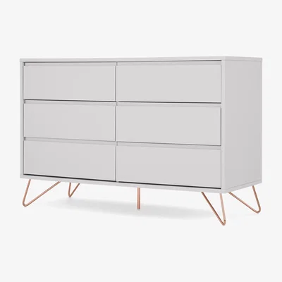Made.com Elona 120cm Compact Wide Chest, Light Grey & Copper Legs