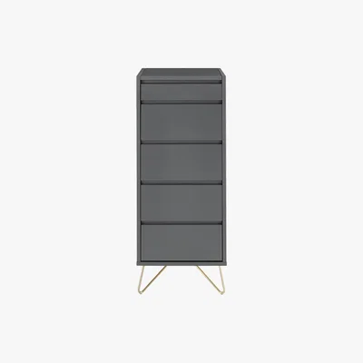 Made.com Elona Vanity Chest Of Drawers, Charcoal and Brass