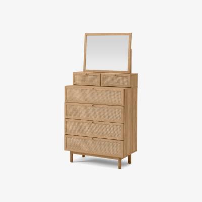Made.com Pavia Vanity Chest of Drawers, Natural Rattan & Oak Effect
