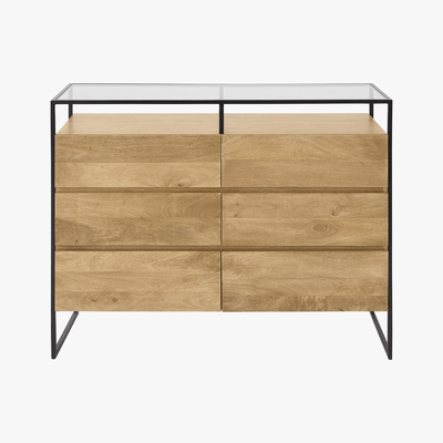Made.com Kilby Wide Chest of Drawers, Light Mango Wood & Black