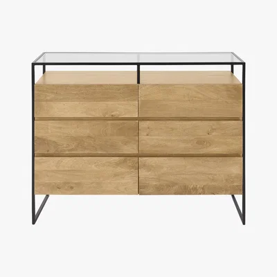 Made.com Kilby Wide Chest of Drawers, Light Mango Wood & Black