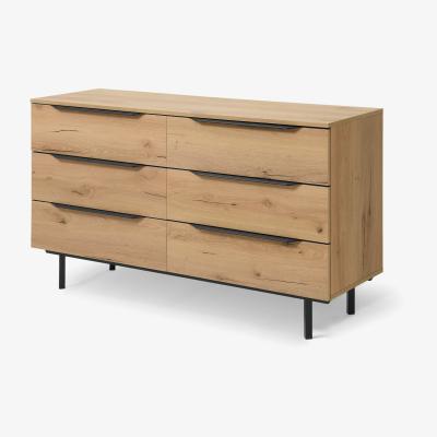 Made.com Damien Wide Chest of Drawers, Distressed Oak Effect & Black
