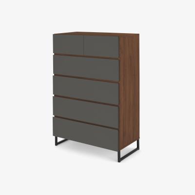 Made.com Hopkins Tall Multi Chest, Grey and Walnut Effect