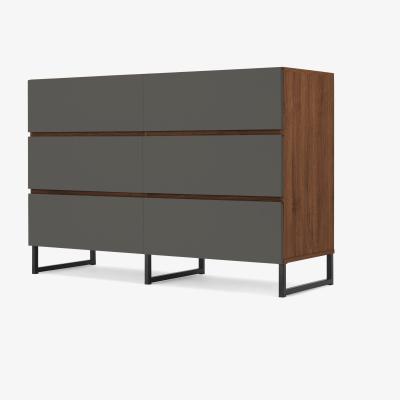 Made.com Hopkins Wide Chest of Drawers, Grey and Walnut Effect