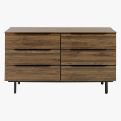 Made.com Damien Wide Chest of Drawers, Walnut & Black