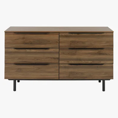Made.com Damien Wide Chest of Drawers, Walnut & Black