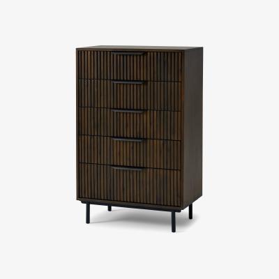 Made.com Anwick Tall Multi Chest of Drawers, Dark Stain Acacia & Black