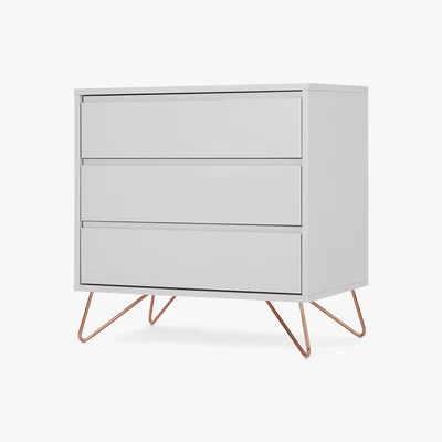 Made.com Elona Compact Chest of Drawers, Light Grey & Copper Legs