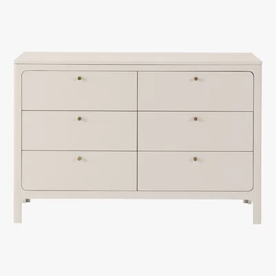 Made.com Bromley Wide Chest of Drawers, Warm Grey & Brass Handle