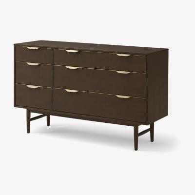 Made.com Mallory Wide Chest of Drawers, Walnut Stain Oak & Brass