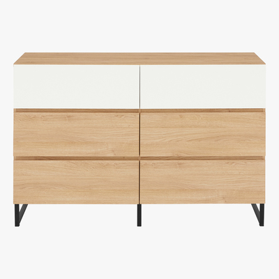 Made.com MADE Essentials Hopkins Wide Chest Of Drawers, Oak Effect & White