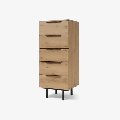 Made.com Damien Tall Chest of Drawers, Oak Effect & Black