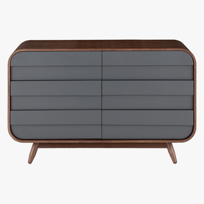 Made.com Esme Wide Chest Of Drawers, Dark Stain Ash & Grey