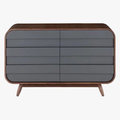 Made.com Esme Wide Chest Of Drawers, Dark Stain Ash & Grey