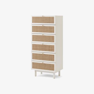 Made.com Pavia Tallboy, Natural Rattan & White Oak Effect