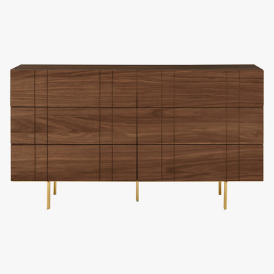 Made.com Keaton Wide Chest of Drawers, Walnut & Brass