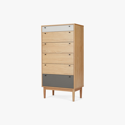 Made.com Campton Tall Multi Chest of Drawers, Oak & Grey