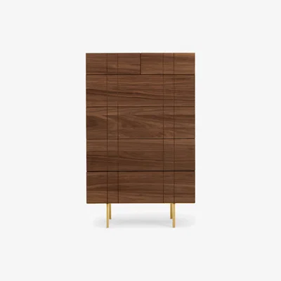 Made.com Keaton Tall Chest of Drawers, Walnut & Brass