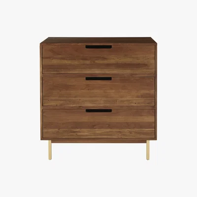 Made.com Tayma Chest of Drawers, Acacia Wood & Brass
