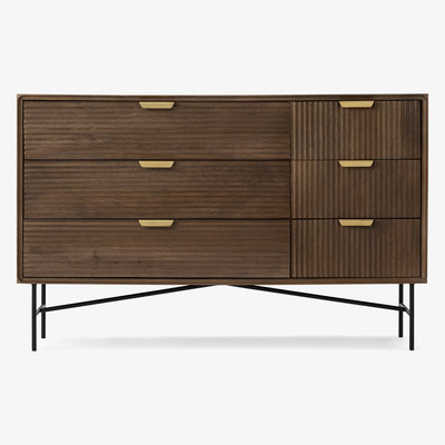 Made.com Haines Wide Chest of Drawers, Mango Wood & Brass