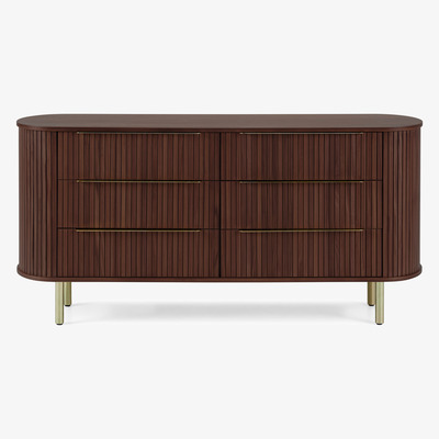 Made.com Tambo Wide Chest of Drawers, Walnut & Brass